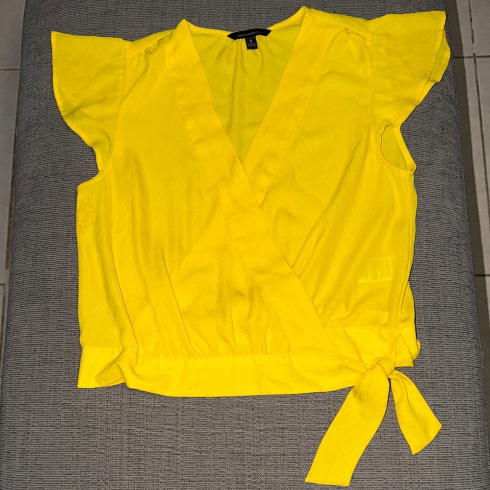 Banana Republic Yellow Wrap Tie Blouse